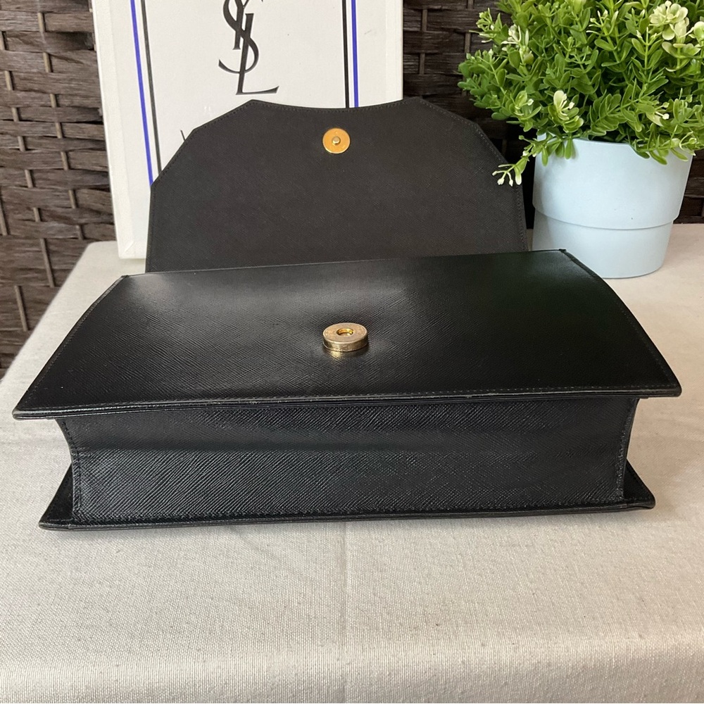 Yves Saint Laurent Vintage Black Leather Clutch - Picture 3 of 11